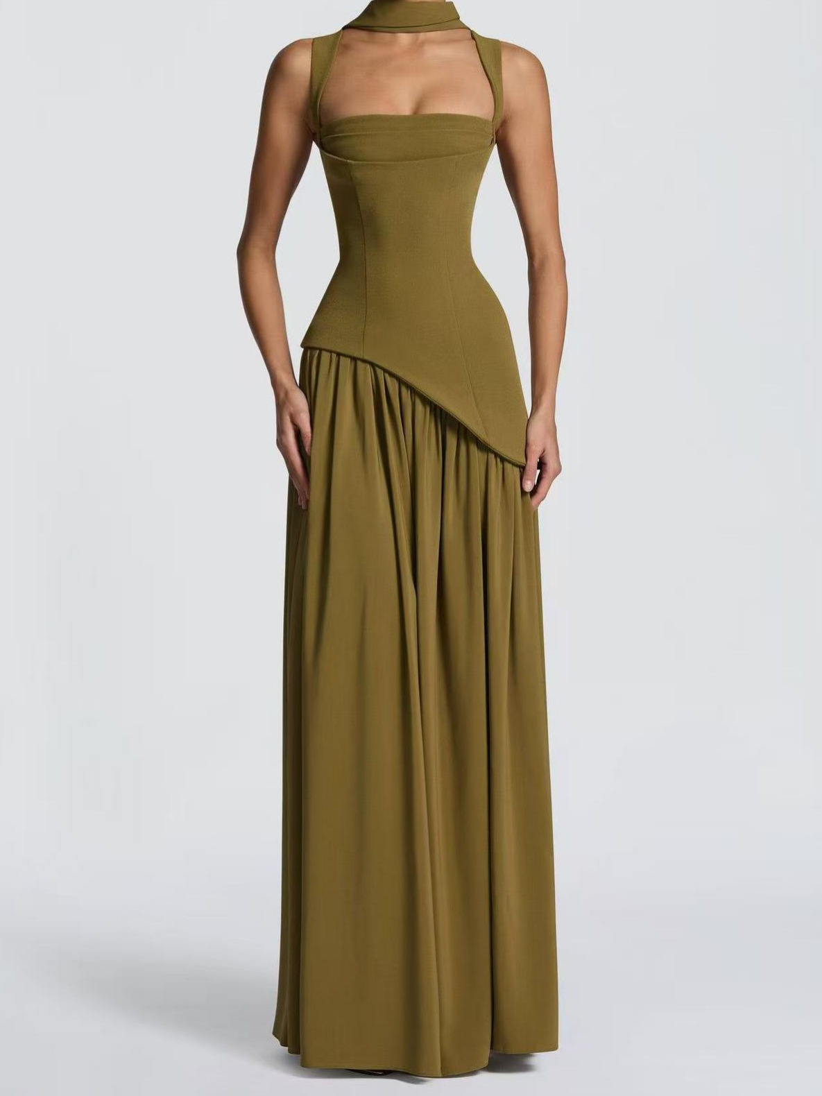 Irregular Hem Waist-Cinching Straps Dress - Image 5