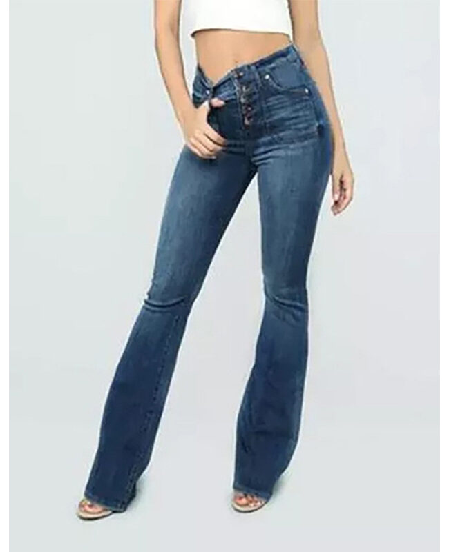 The Laure Washed Button Down High Waisted Denim Pants – La Rose Couture Trousers & Skirts