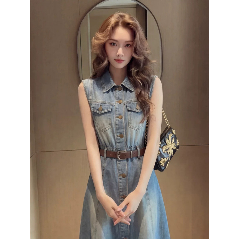 Sleeveless Denim Dress - Image 2