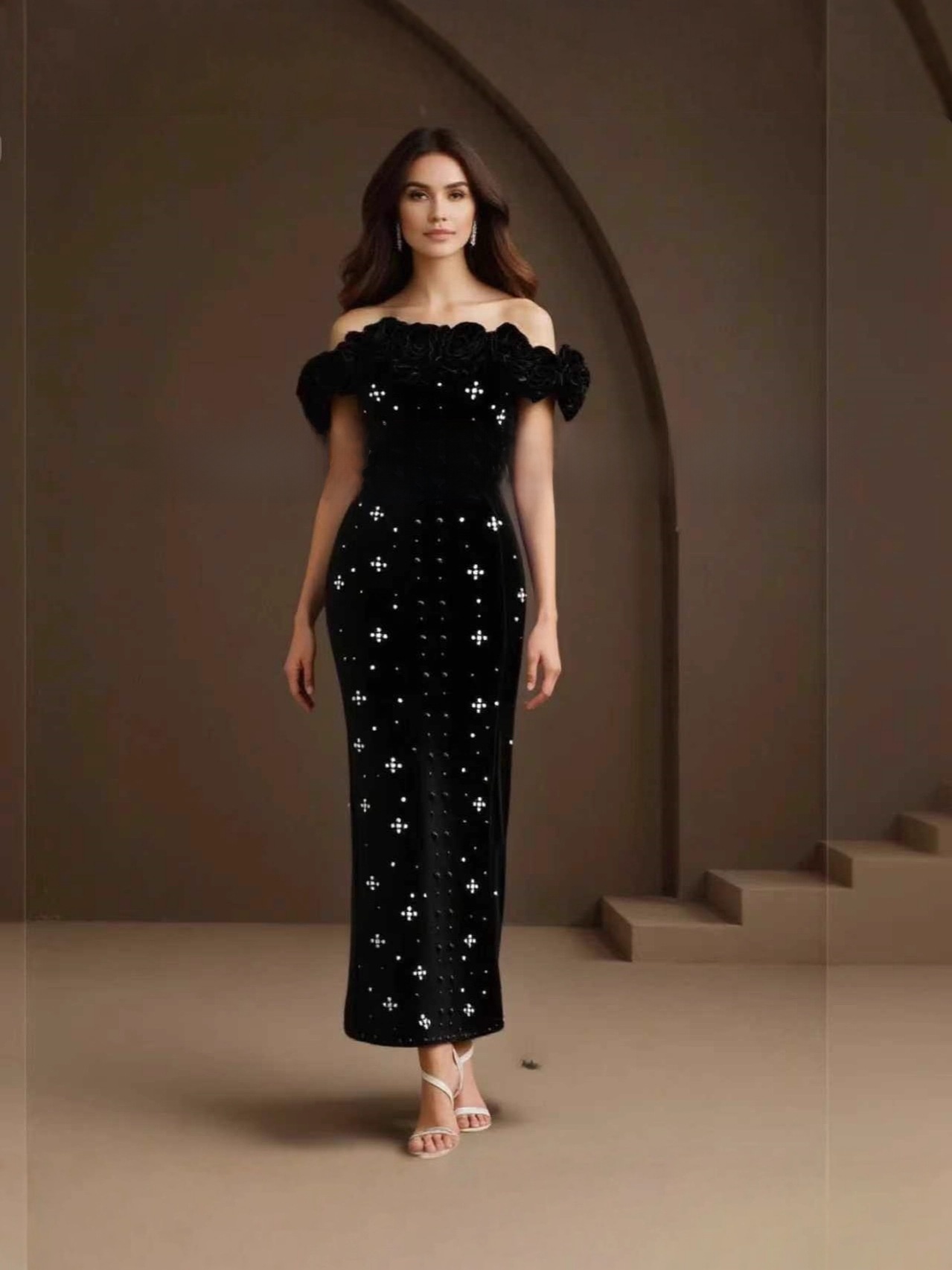 Pearl Embellished One-Shoulder Bandage Dress - Image 3