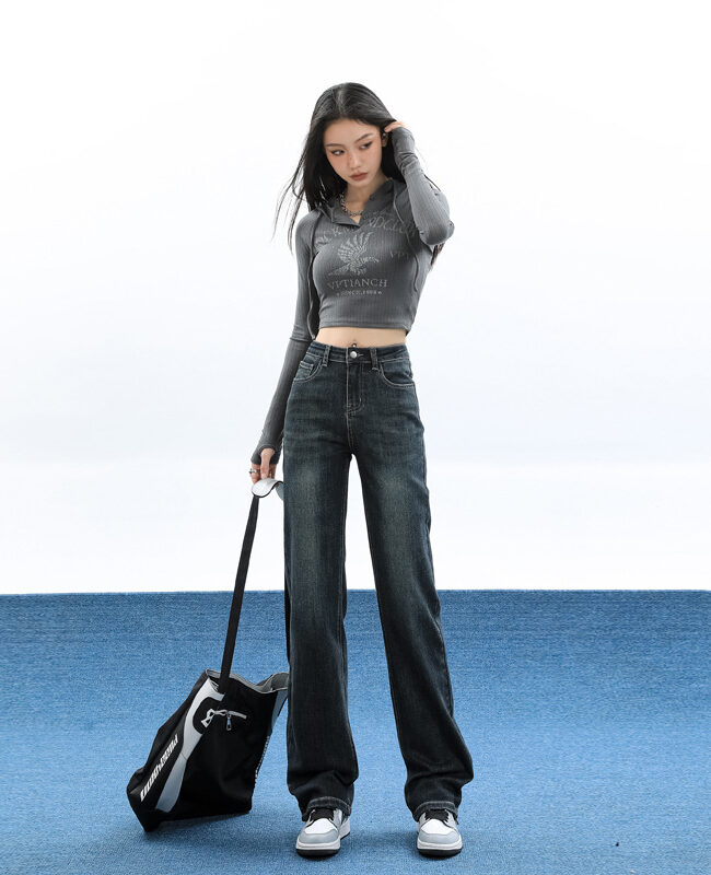 The Magali High Waisted Straight Leg Jeans for Slimming Cigarette Pants Detail – La Rose Couture Trousers & Skirts