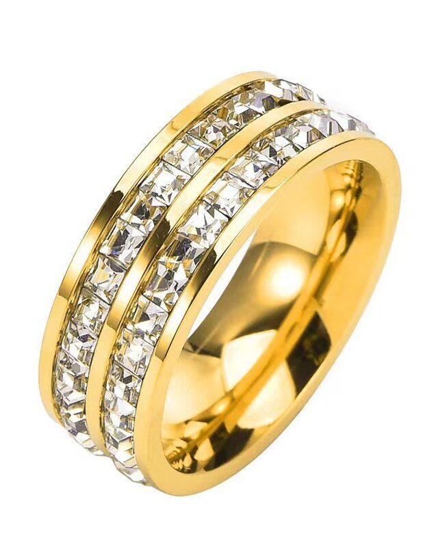 The Ariane Titanium Steel Starry Sky Square Diamond Ring Detail – La Rose Couture Jewellery & Accessories
