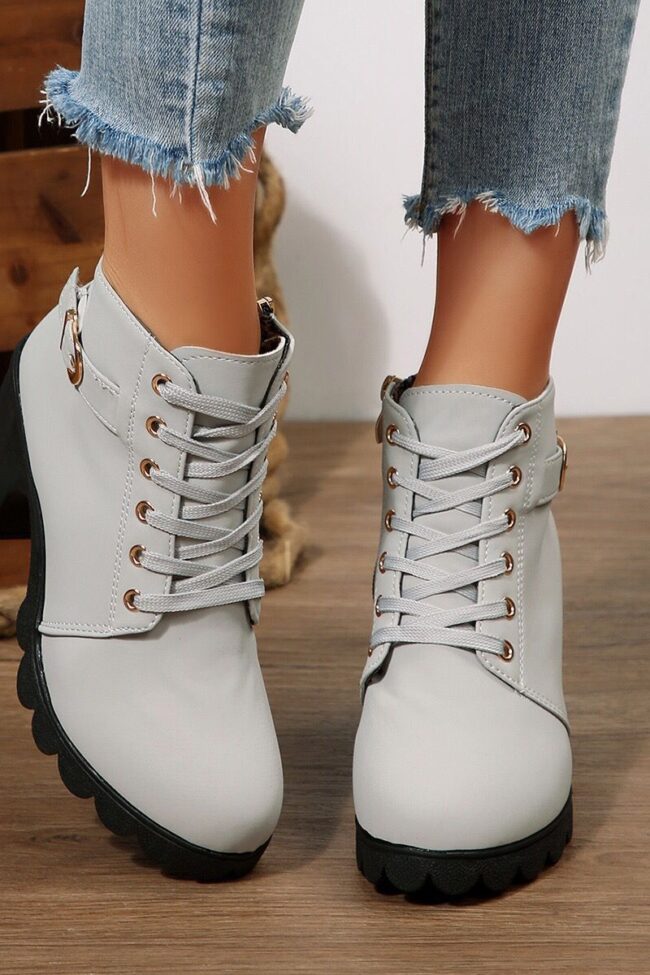 The Vivienne Chunky Heel Lace Up Ankle Boots – La Rose Couture Shoes & Footwear