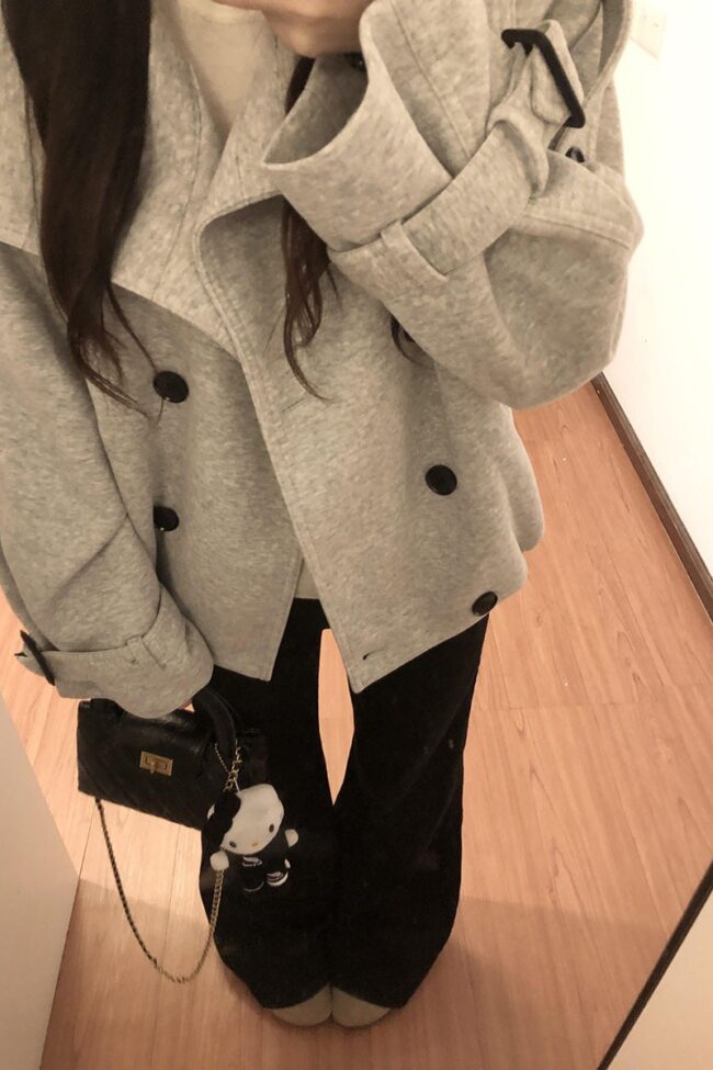 The Diane Grey Double Breasted Winter Coat Detail – La Rose Couture Coats & Jackets