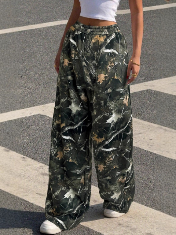 Printed Slim Wide-Leg Pants - Image 4