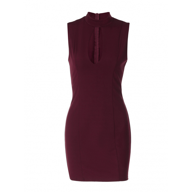 Slim Fit Hollow Out Back Zip Bodycon Dress - Image 4
