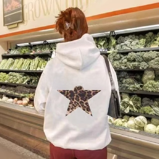 Star print fleece loose-fitting hoodie - Image 2