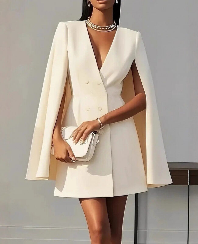 The Violette Double Breasted Shawl Cape Dress Detail – La Rose Couture Coats & Jackets