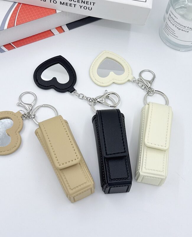 The Diane Portable Leather Lipstick Holder Keychain – La Rose Couture Handbags & Clutches