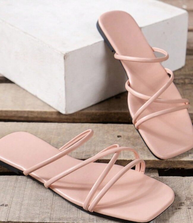 The Ines Open Toe Flat Slippers Detail – La Rose Couture Shoes & Footwear