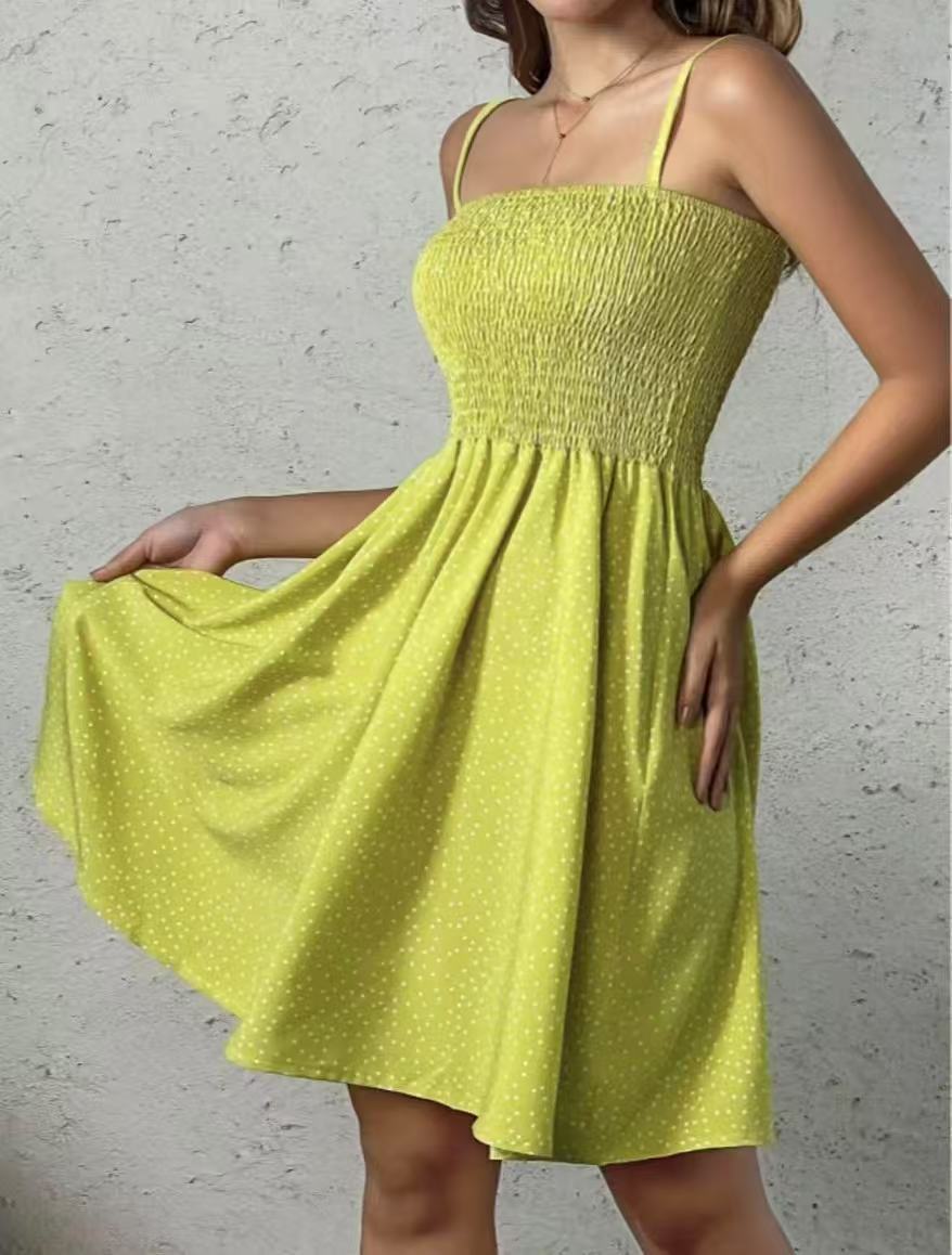 Dot-patterned slingback mini dress - Image 4