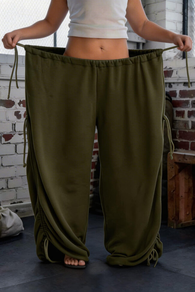 The Virginie Drawstring Waist Wide Leg Pants Detail – La Rose Couture Trousers & Skirts