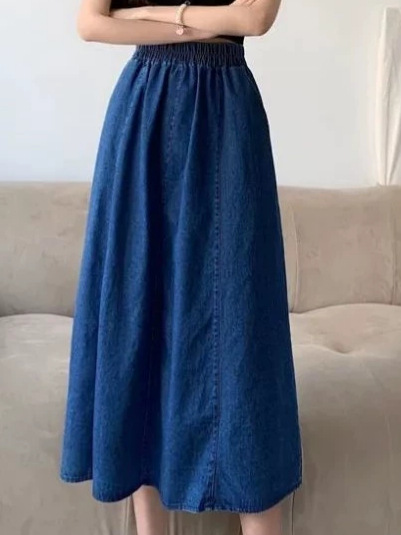 Women's mid-length new style patchwork casual denim skirt - Image 5