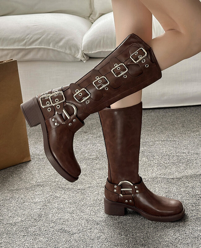 The Zoe Western Cowboy Boots Leather Long for Autumn and Winter Detail – La Rose Couture Shoes & Footwear