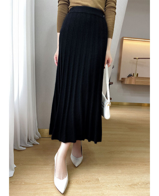 The Cecile Pure Wool Pleated Midi Skirt Detail – La Rose Couture Trousers & Skirts