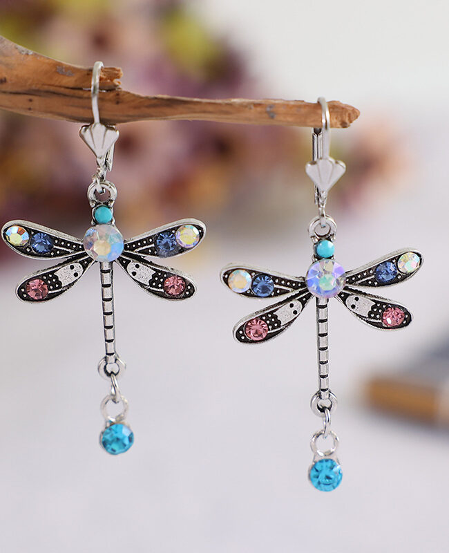 The Marlene Colorful Dragonfly Drop Earrings Vintage Long Electroplated Alloy Detail – La Rose Couture Jewellery & Accessories