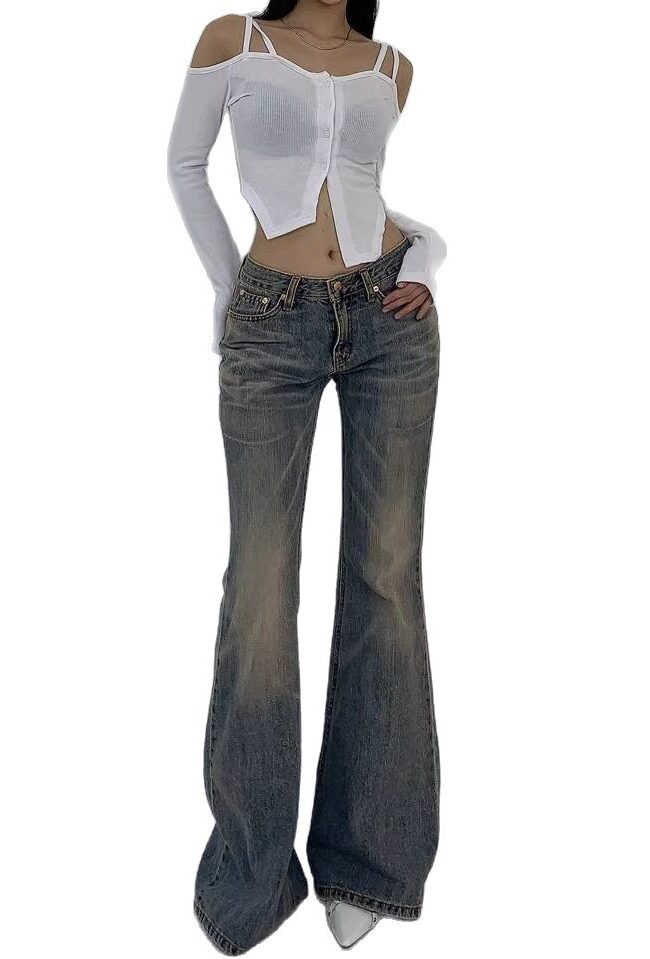 The Colette High Waisted Flared Jeans Detail – La Rose Couture Trousers & Skirts