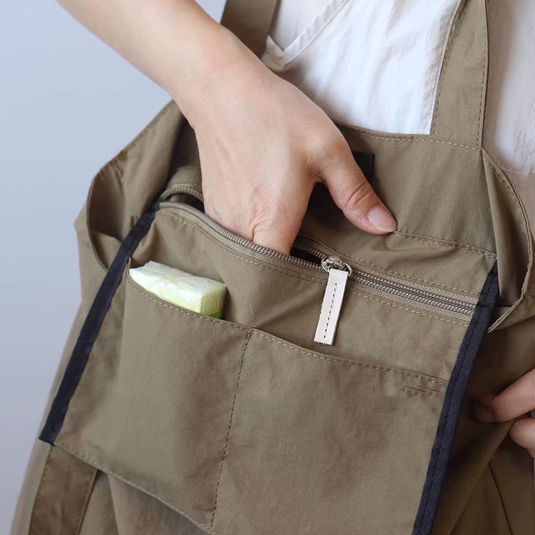 Japanese-Style Lightweight Nylon Shoulder Tote Bag - Image 5