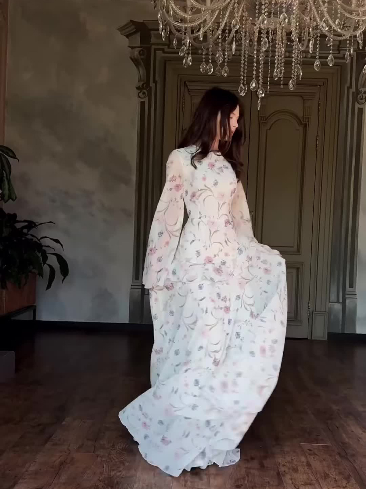 Floral Print Long Sleeve Dress - Image 2