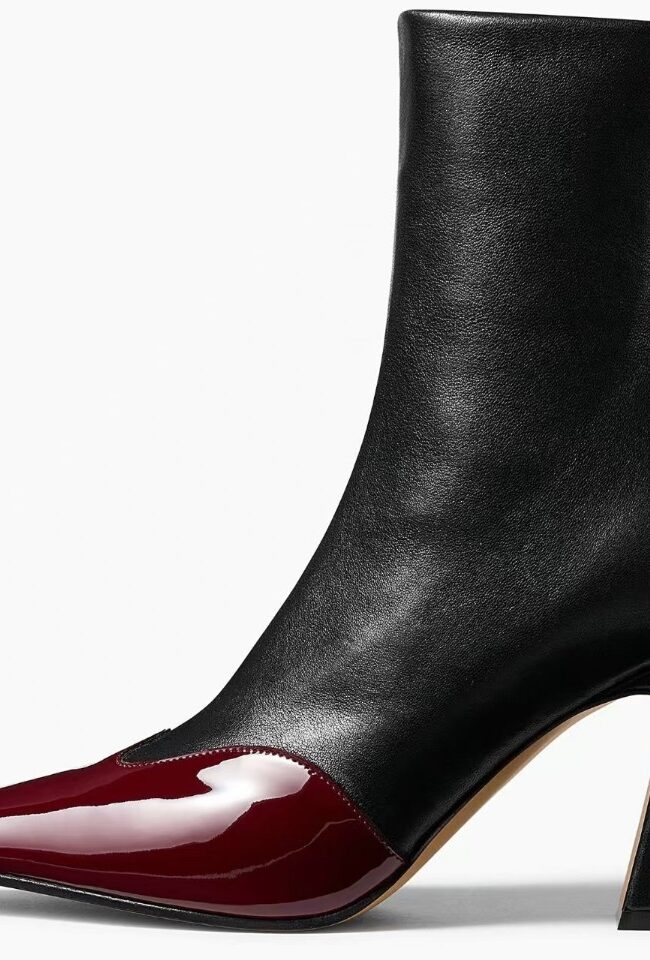 The Roxane Elegant Cowhide Pointed Toe Ankle Boots Low Heel Slip on Elastic Booties Detail – La Rose Couture Shoes & Footwear