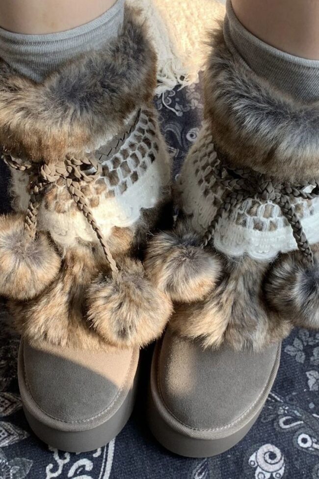 The Alix Retro Thick Soled Brown Boots Detail – La Rose Couture Shoes & Footwear