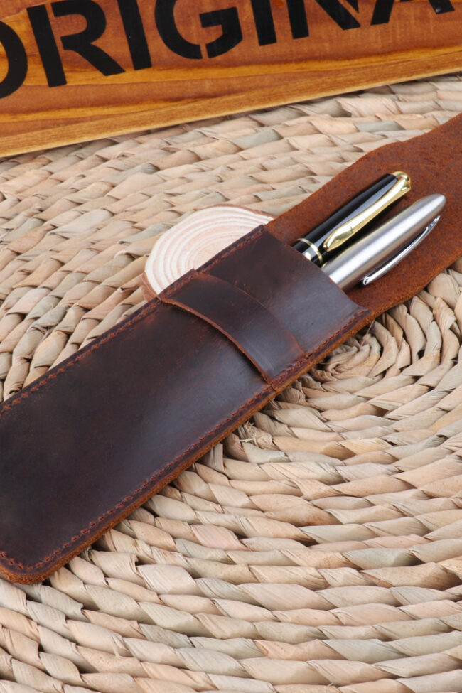The Adrienne Handmade Crazy Horse Leather Pen Case Vintage Protective Pencil Sleeve Detail – La Rose Couture Jewellery & Accessories