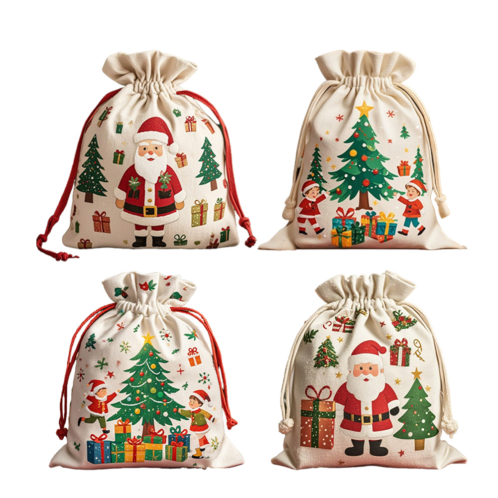 Christmas Cotton Drawstring Gift Bags for Parties - Image 4