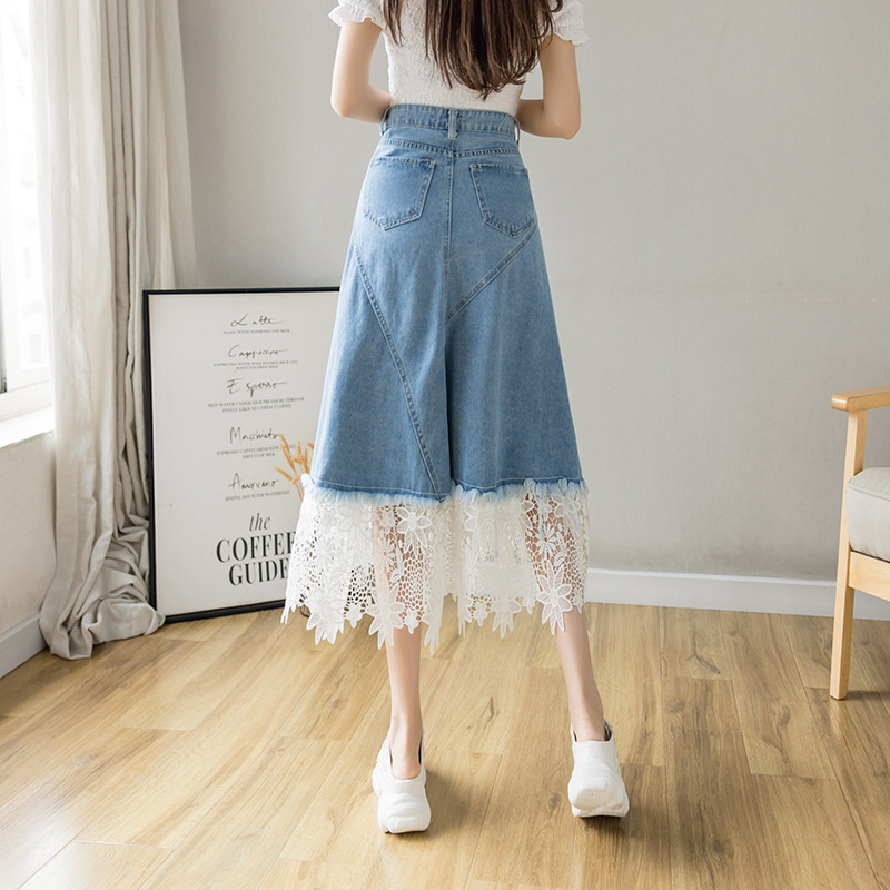 Women's A-Line High Waist Denim Midi Skirt - Image 3