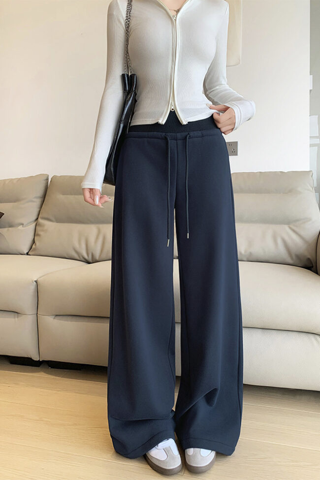 The Constance Fleece Lined High Waist Straight Leg Casual Sweatpants Detail – La Rose Couture Trousers & Skirts