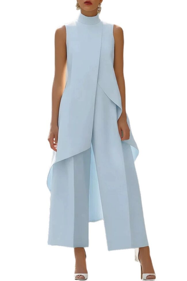 The Delphine Sleeveless Layered Wide Leg Pants Detail – La Rose Couture Trousers & Skirts