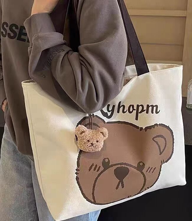 The Isaline Little Bear Canvas Bag Detail – La Rose Couture Handbags & Clutches