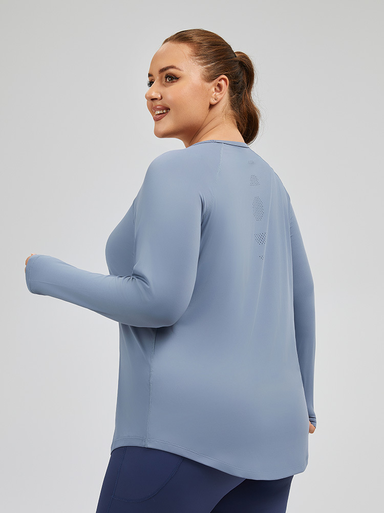 Loose Mesh Yoga Cover-Up Long Sleeve Top - Image 3