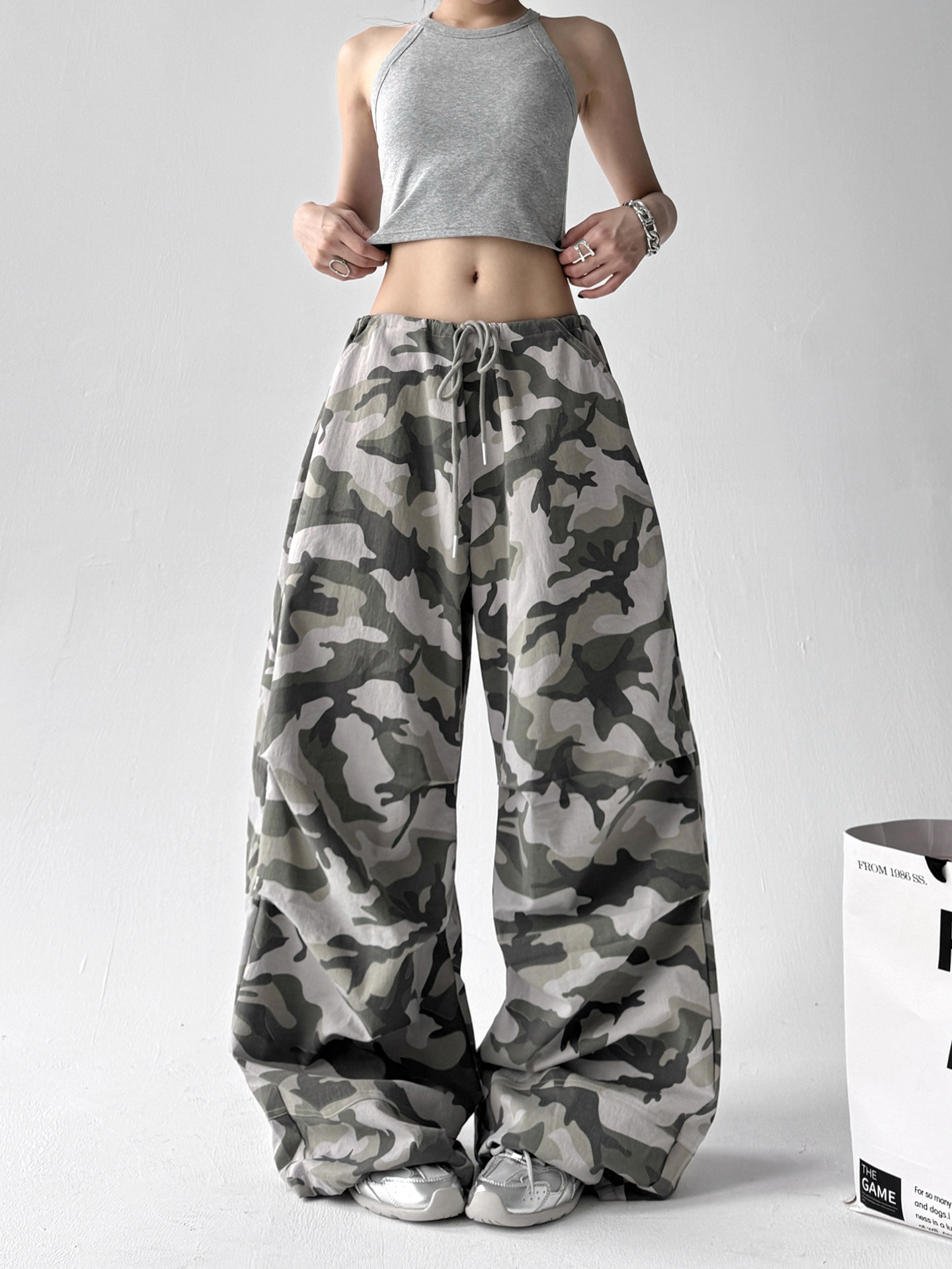 Retro Camouflage Wide Leg Casual Pants - Image 3