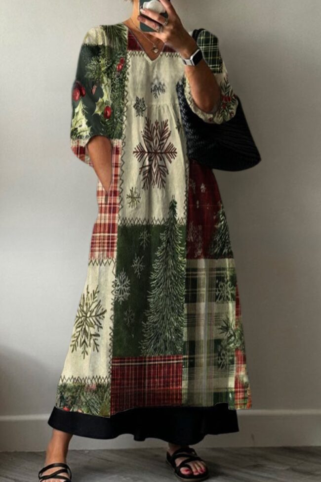The Zoe Loose Vneck Long Sleeve Print Dress – La Rose Couture Dresses & Gowns