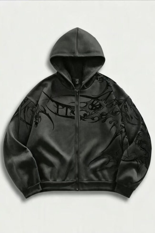 The Yolande Gothic 3d Printed Hooded Sweatshirt Detail – La Rose Couture Tops & Blouses