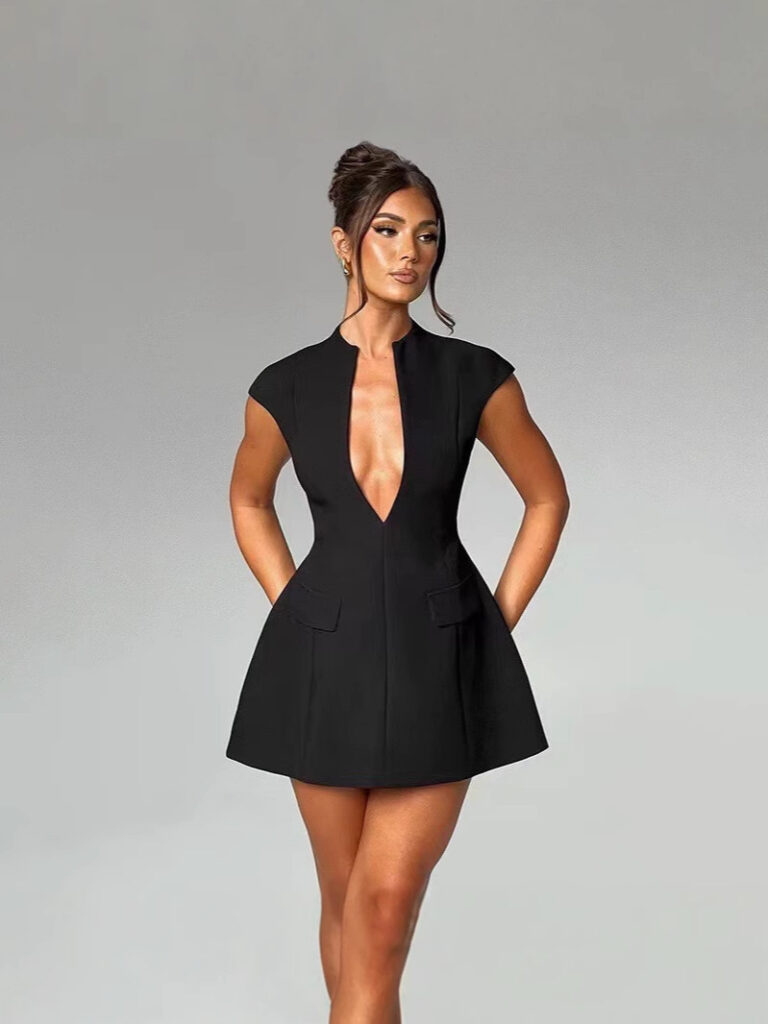 The Jeanne Sleeveless V Neck Short Dress – La Rose Couture Dresses & Gowns