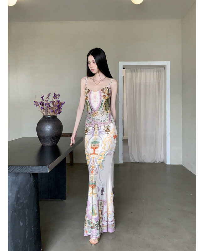 The Sabine High Waist Floral Print Fishtail Dress – La Rose Couture Dresses & Gowns