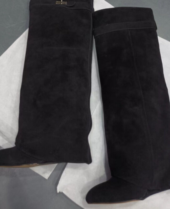 The Yvette Shark Buckle Mid Length Boots Detail – La Rose Couture Shoes & Footwear