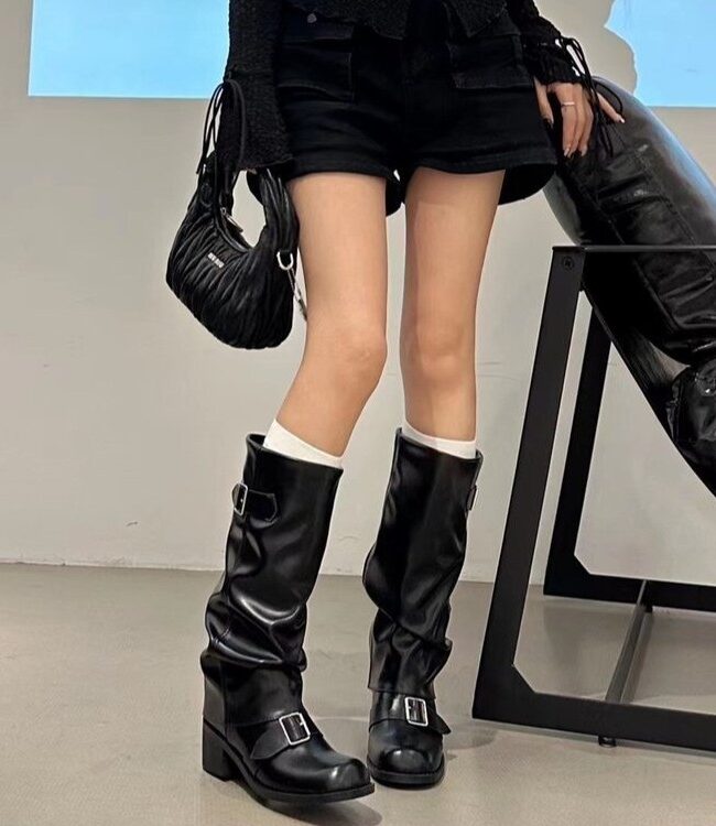 The Ines Thick Heel Knee High Boots Detail – La Rose Couture Shoes & Footwear
