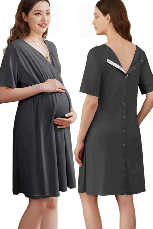 Loose V Neck Short Sleeve Dress Detail – La Rose Couture Dresses & Gowns