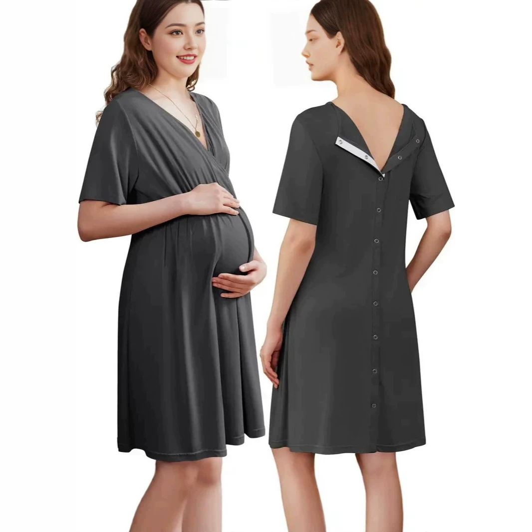 Loose V-Neck Short Sleeve Dress - Image 4