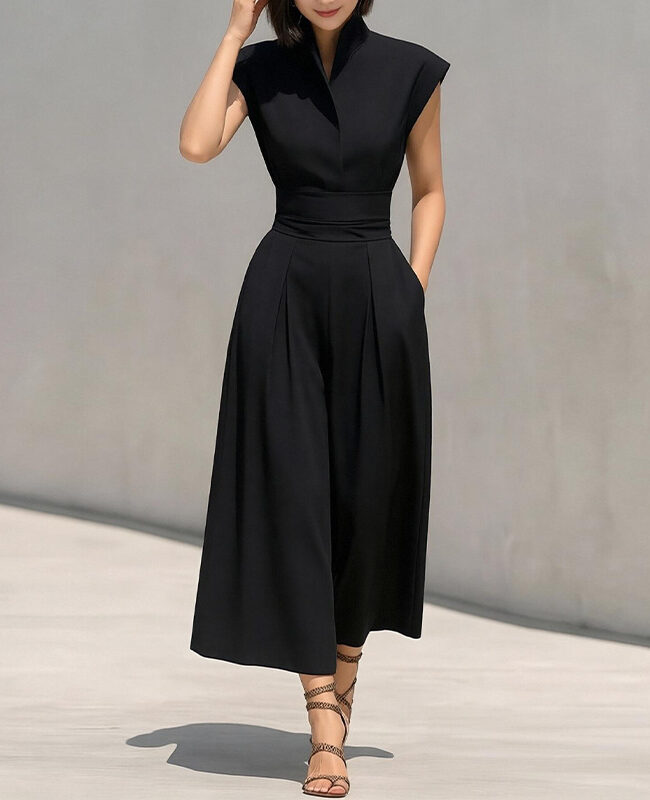 The Nina Elegant Stand Collar Flutter Sleeve Dress Detail – La Rose Couture Dresses & Gowns