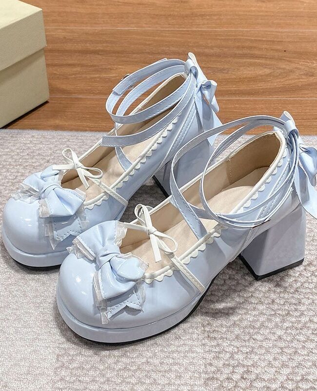 The Morgane Waterproof Platform Mary Jane Heels Lolita Style Thick Heel Shoes Detail – La Rose Couture Shoes & Footwear