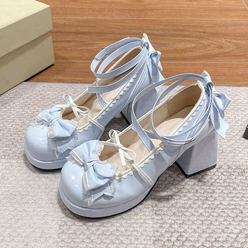 Women's Waterproof Platform Mary Jane Heels Lolita Style Thick Heel Shoes - Image 5