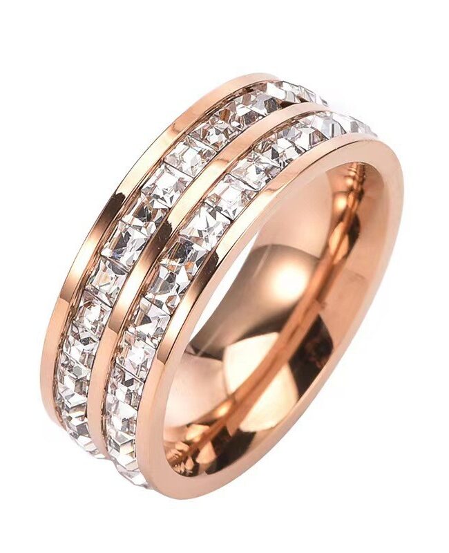 The Ariane Titanium Steel Starry Sky Square Diamond Ring Detail – La Rose Couture Jewellery & Accessories