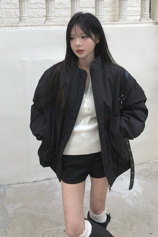 The Zoe Minimalist Stand Up Collar Pilot Sleeve Pleated Cotton Padded Jacket Detail – La Rose Couture Coats & Jackets