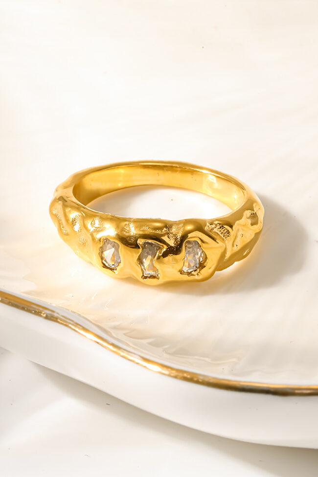 18k Gold Plated Irregular Texture Zircon Ring for Stainless Steel – La Rose Couture Jewellery & Accessories