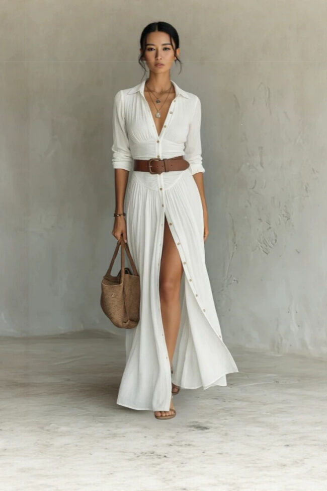 The Yvette Collared Shirt Dress with Belt Detail – La Rose Couture Dresses & Gowns