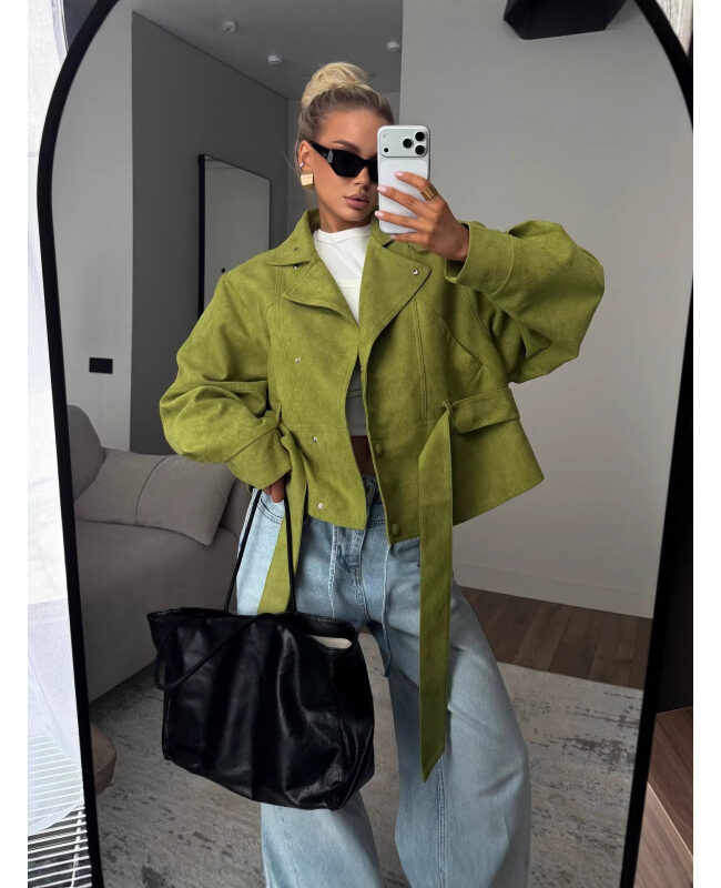The Oceane Faux Suede Biker Jacket Detail – La Rose Couture Coats & Jackets