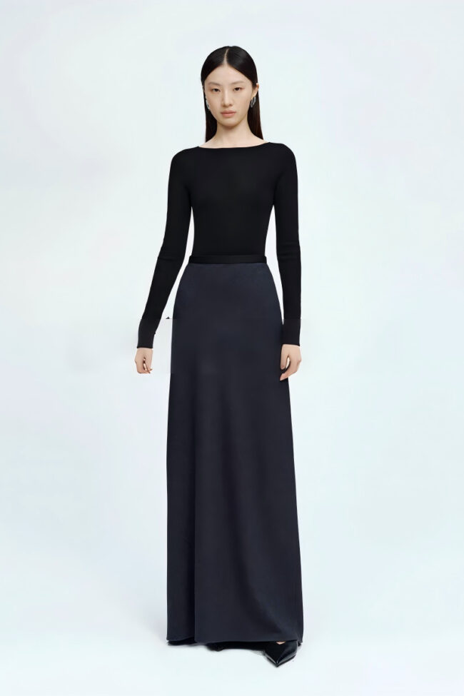 The Adrienne Mid Waist Maxi Skirt Detail – La Rose Couture Trousers & Skirts